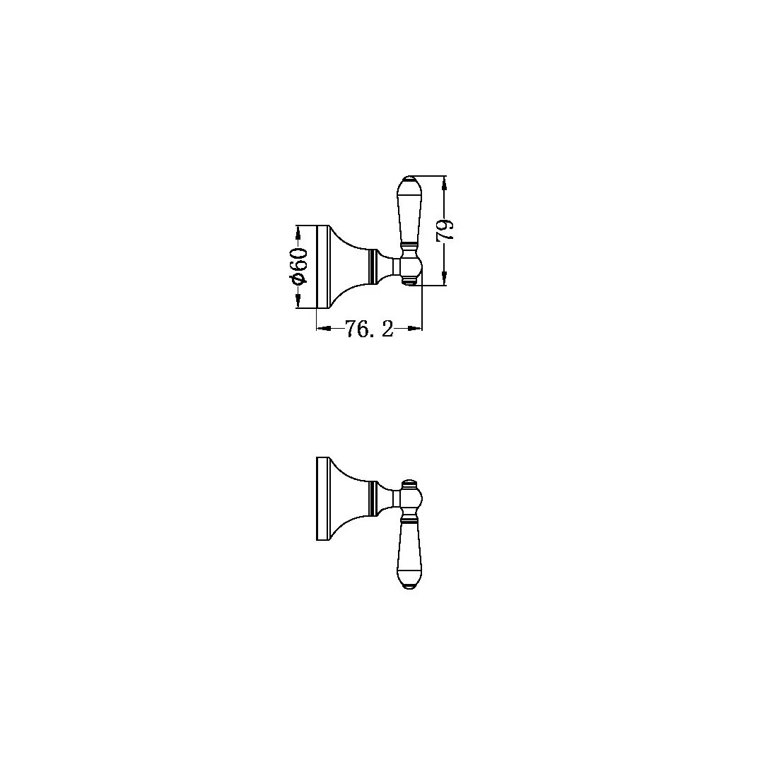 Nero York Wall Top Assemblies With Metal Lever - Chrome - Image 2