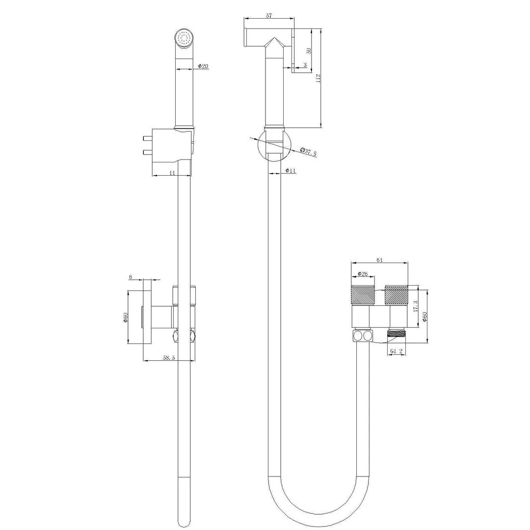 Linsol Zarah Bidet/Douche Spray with Dual Controller - Brushed Brass - Image 3
