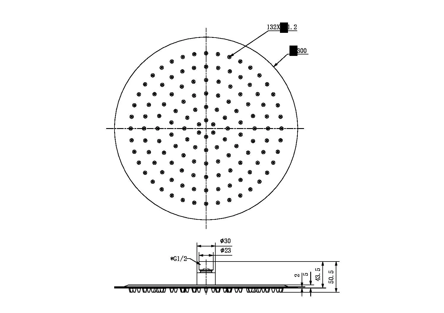 Nero Zen 316L 300mm Round Shower Head - Brushed Bronze - Image 2