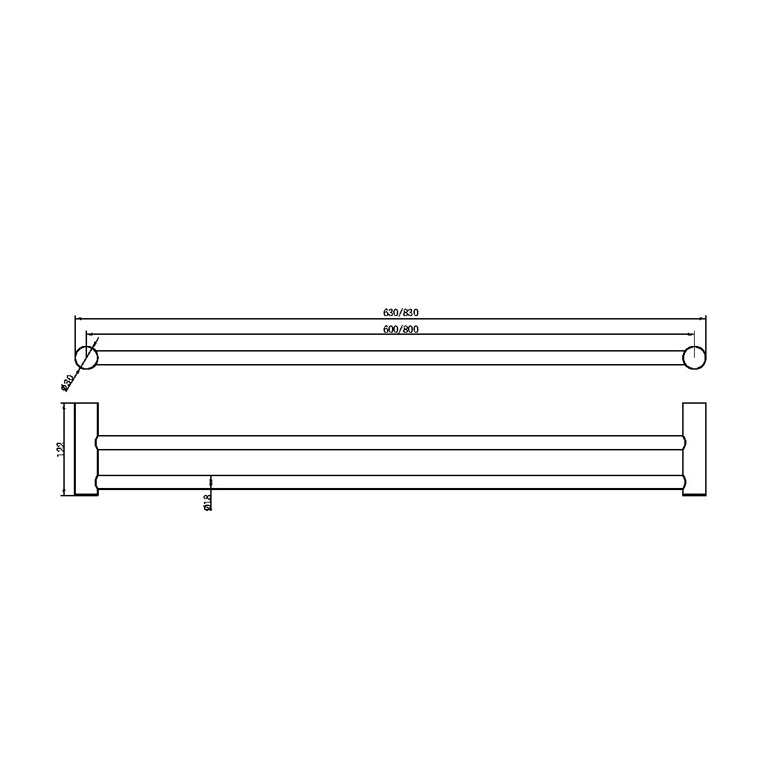 Nero Zen 316L Double Towel Rail - Brushed Gold - Image 2