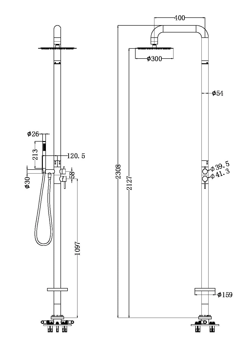 Nero Zen 316L Outdoor Freestanding Shower Column - Graphite - Image 2