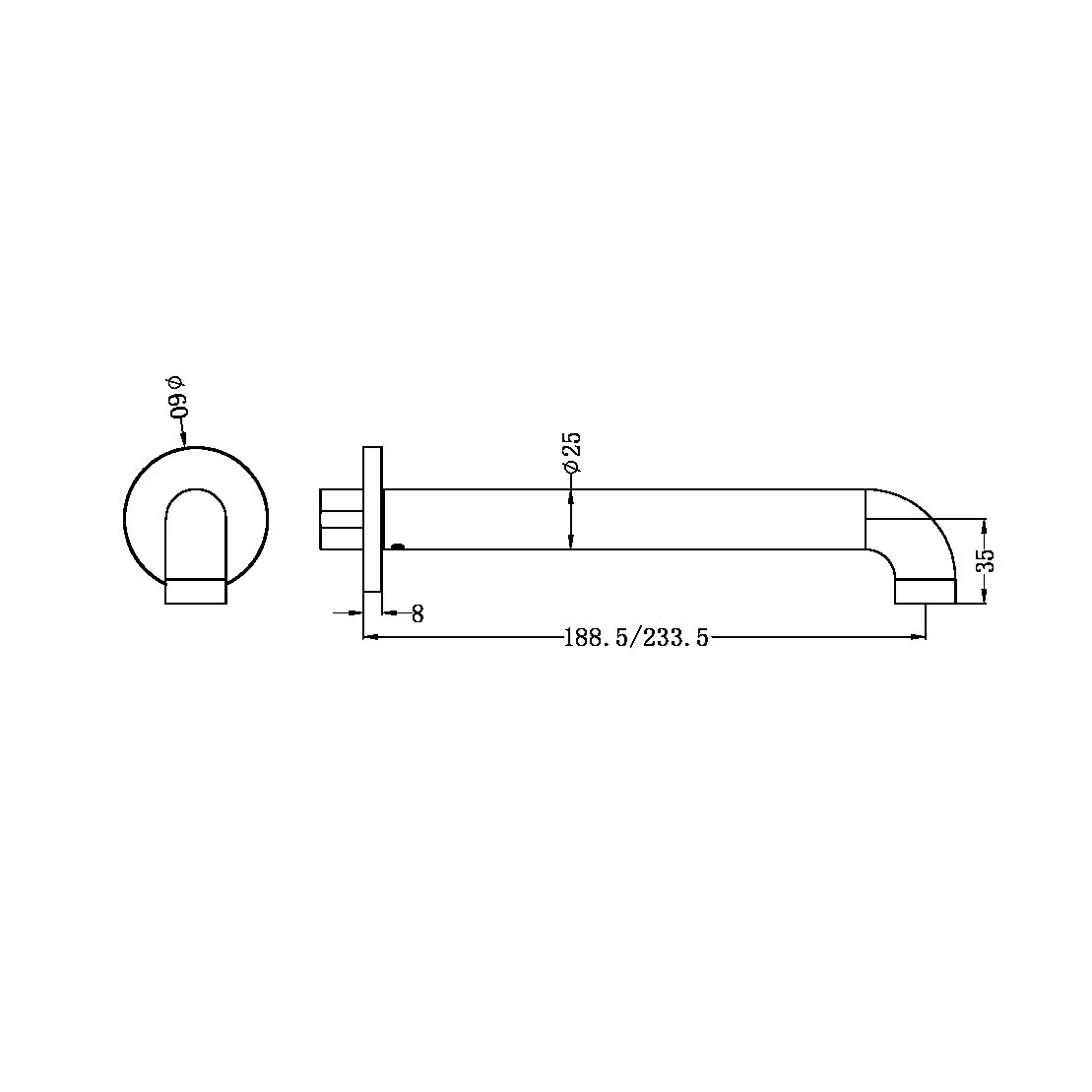 Nero Zen 316L Round Basin/Bath Spout - Brushed Nickel - Image 2