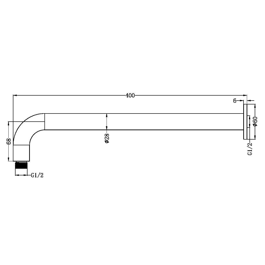 Nero Zen 316L Round Shower Arm 400mm - Brushed Bronze - Image 2
