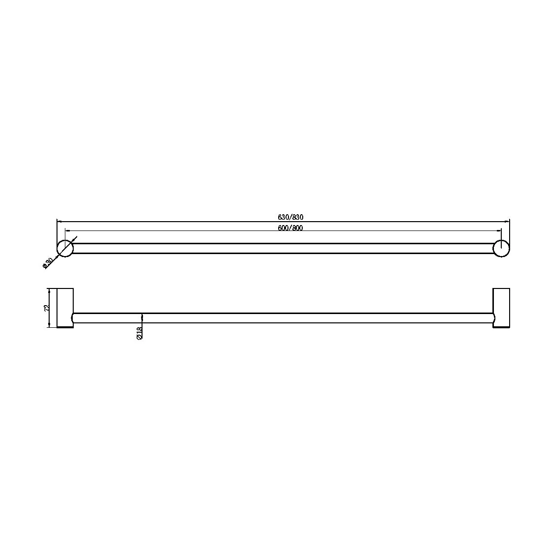 Nero Zen 316L Single Towel Rail - Brushed Gold - Image 2