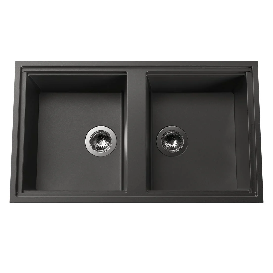 Linsol Zenica Double Bowl Topmount - Matte Black