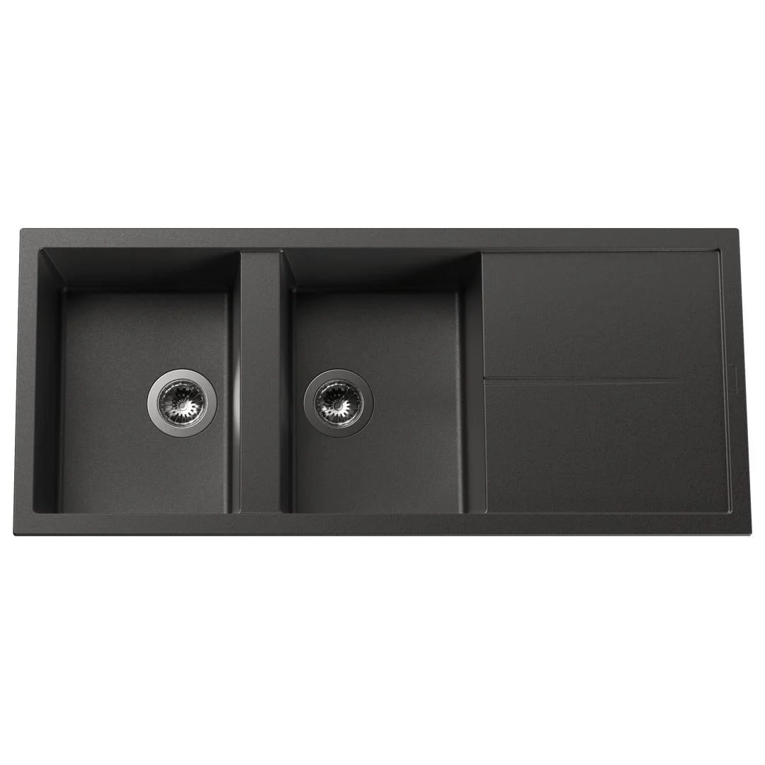 Linsol Zenica Double Bowl + Tray - Matte Black