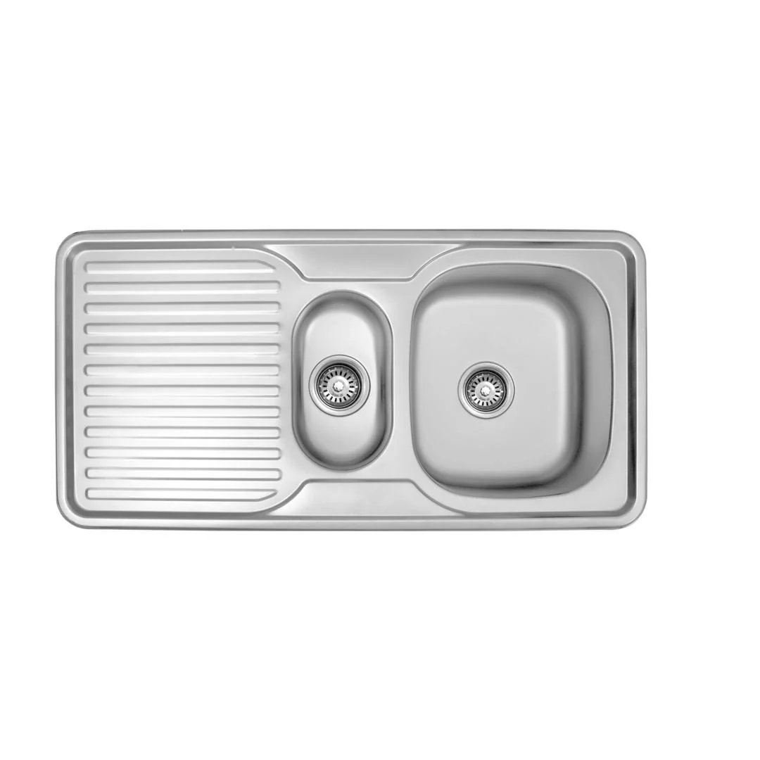 Linsol Zero Sink with Quarter Bowl and Left Hand Tray - Brushed Stainless