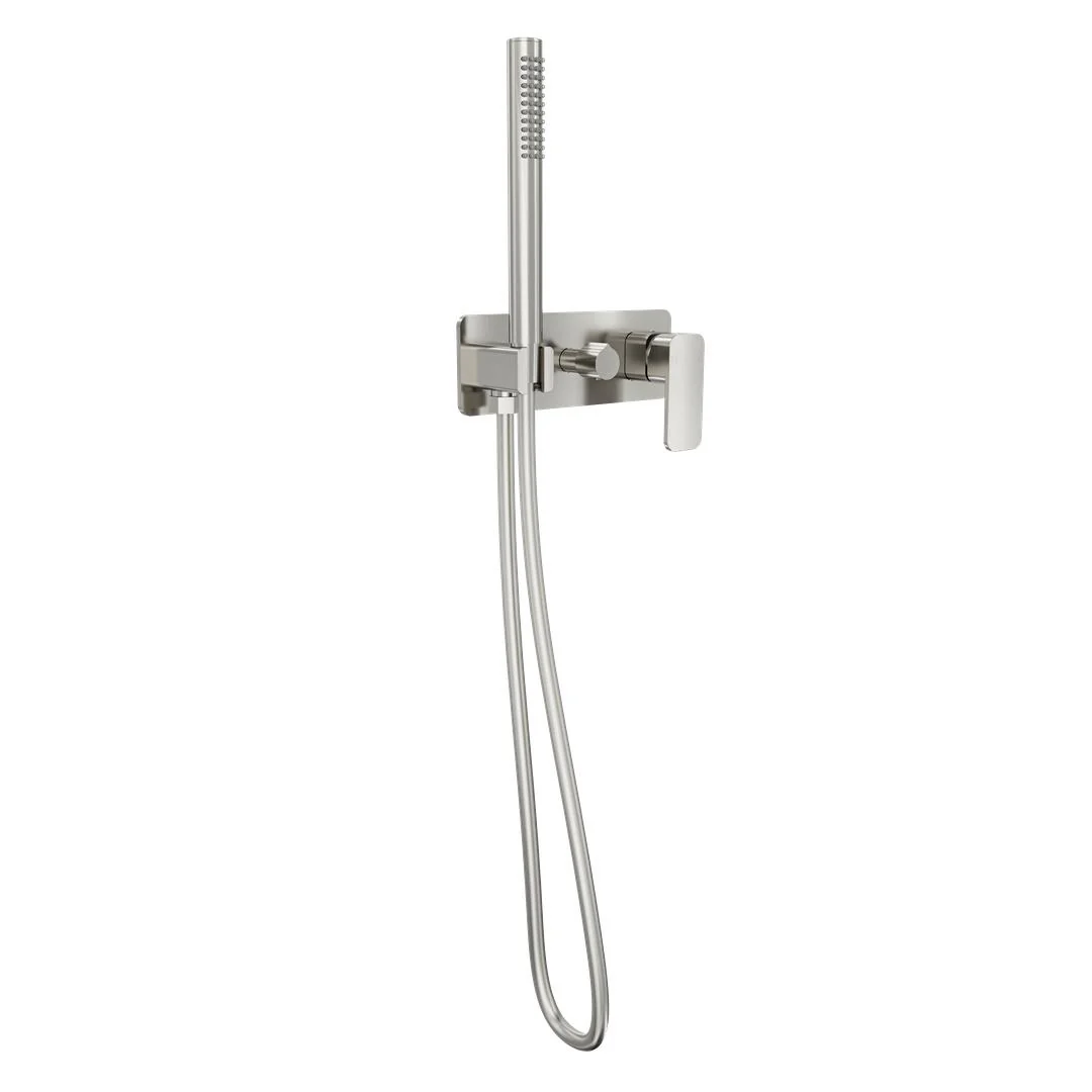 Linsol Zia 1-Plate Wall Mixer with Hand Shower Trim Kit - Brushed Nickel - Image 2