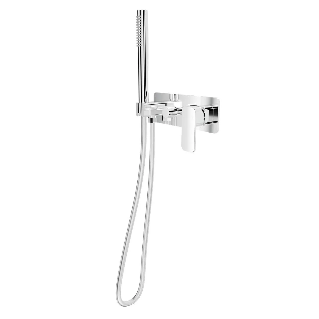 Linsol Zia 1-Plate Wall Mixer with Hand Shower Trim Kit - Chrome