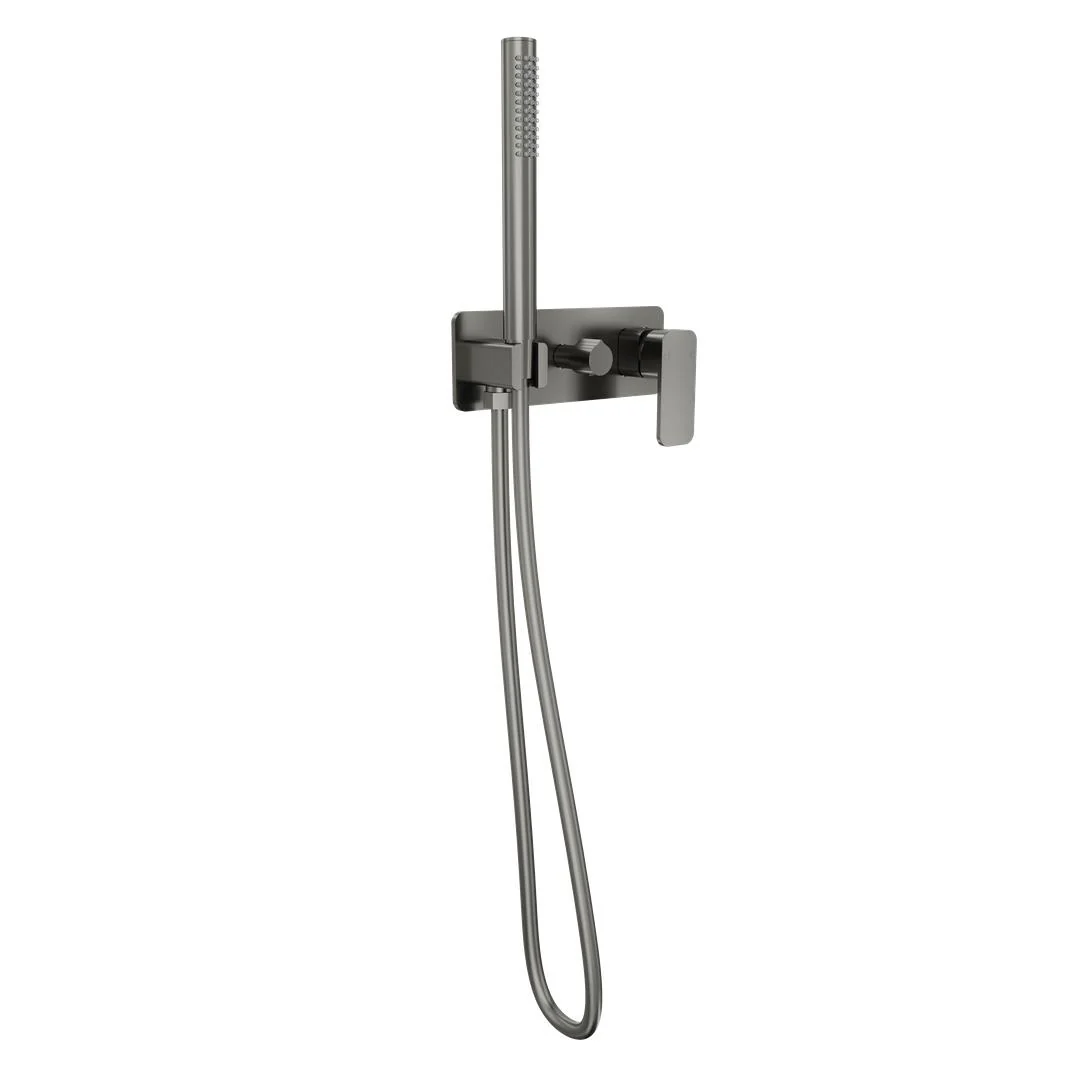 Linsol Zia 1-Plate Wall Mixer with Hand Shower Trim Kit - Gunmetal - Image 2