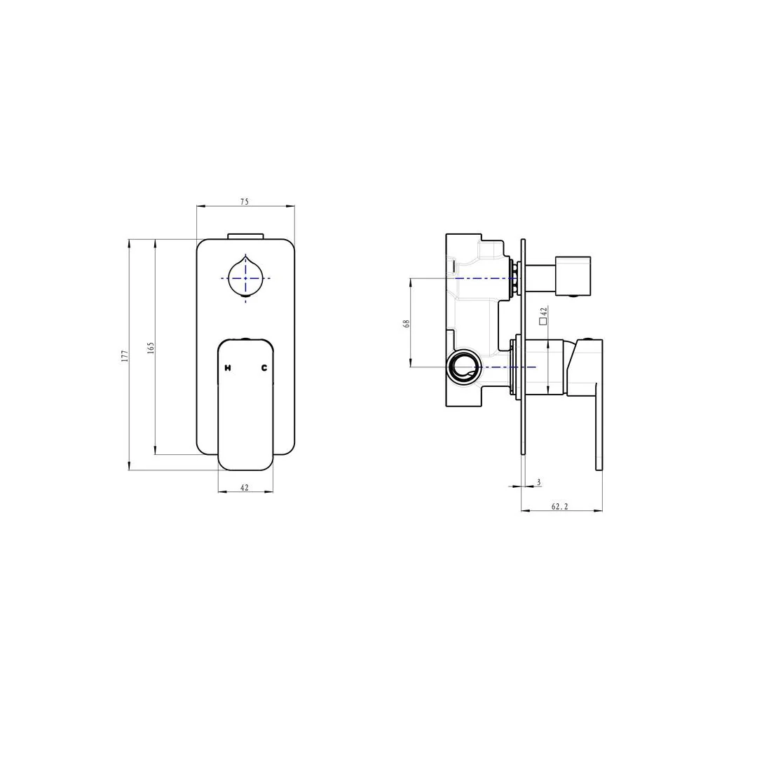 Linsol Zia Wall Mixer with Divertor - Gunmetal - Image 3